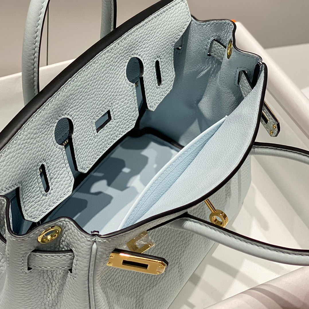 Hermes Birkin 20Cm Blue Pale Togo Leather Gold Hardware