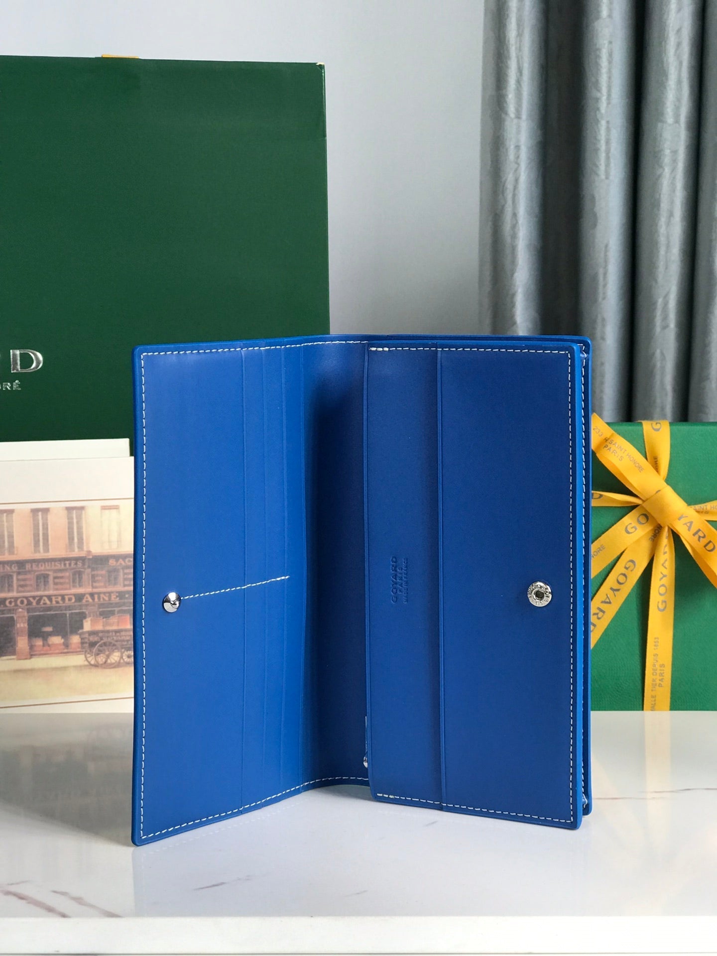 Goyard Richelieu Wallet 19 Cm Sapphire Blue Goyardine Canvas
