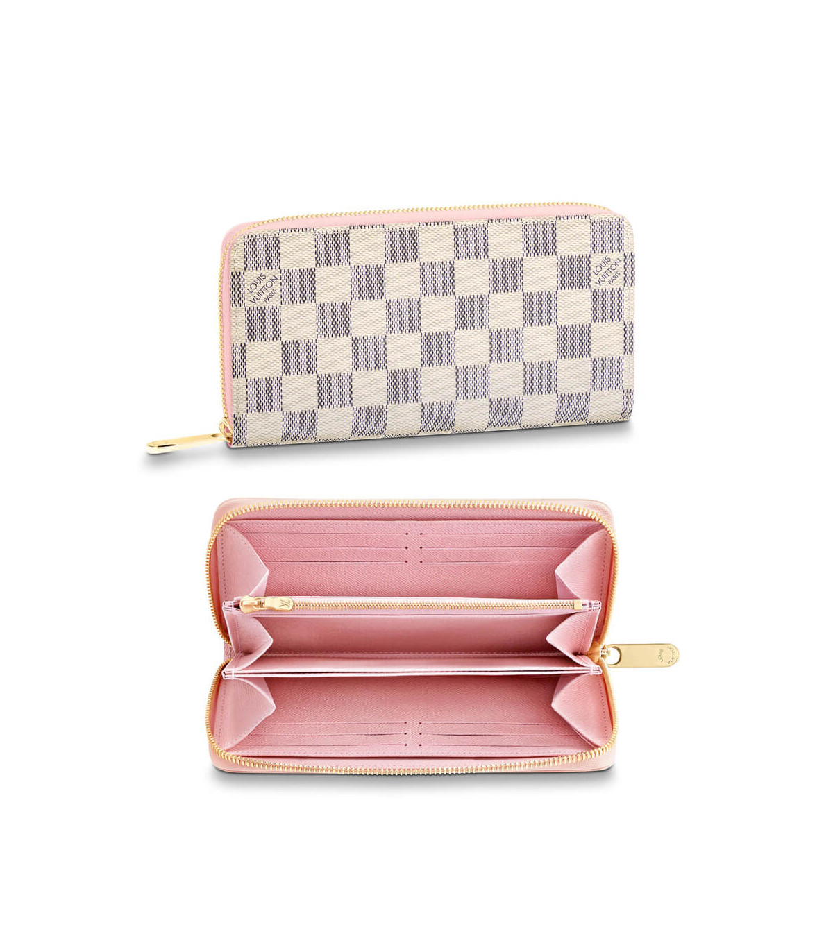 Louis Vuitton Damier Azur Zippy Wallet Pink