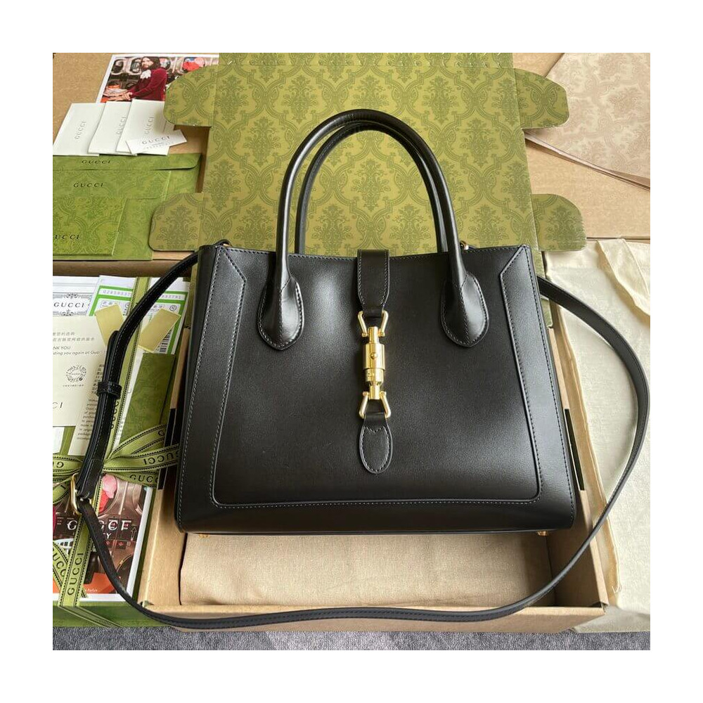 Gucci Jackie 1961 Medium Tote Bag in Black Leather 30cm