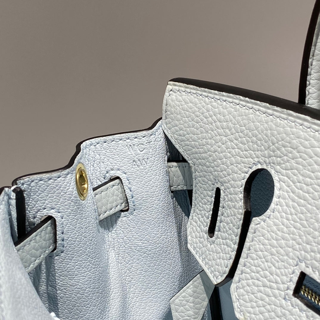 Hermes Birkin 20Cm Blue Pale Togo Leather Gold Hardware
