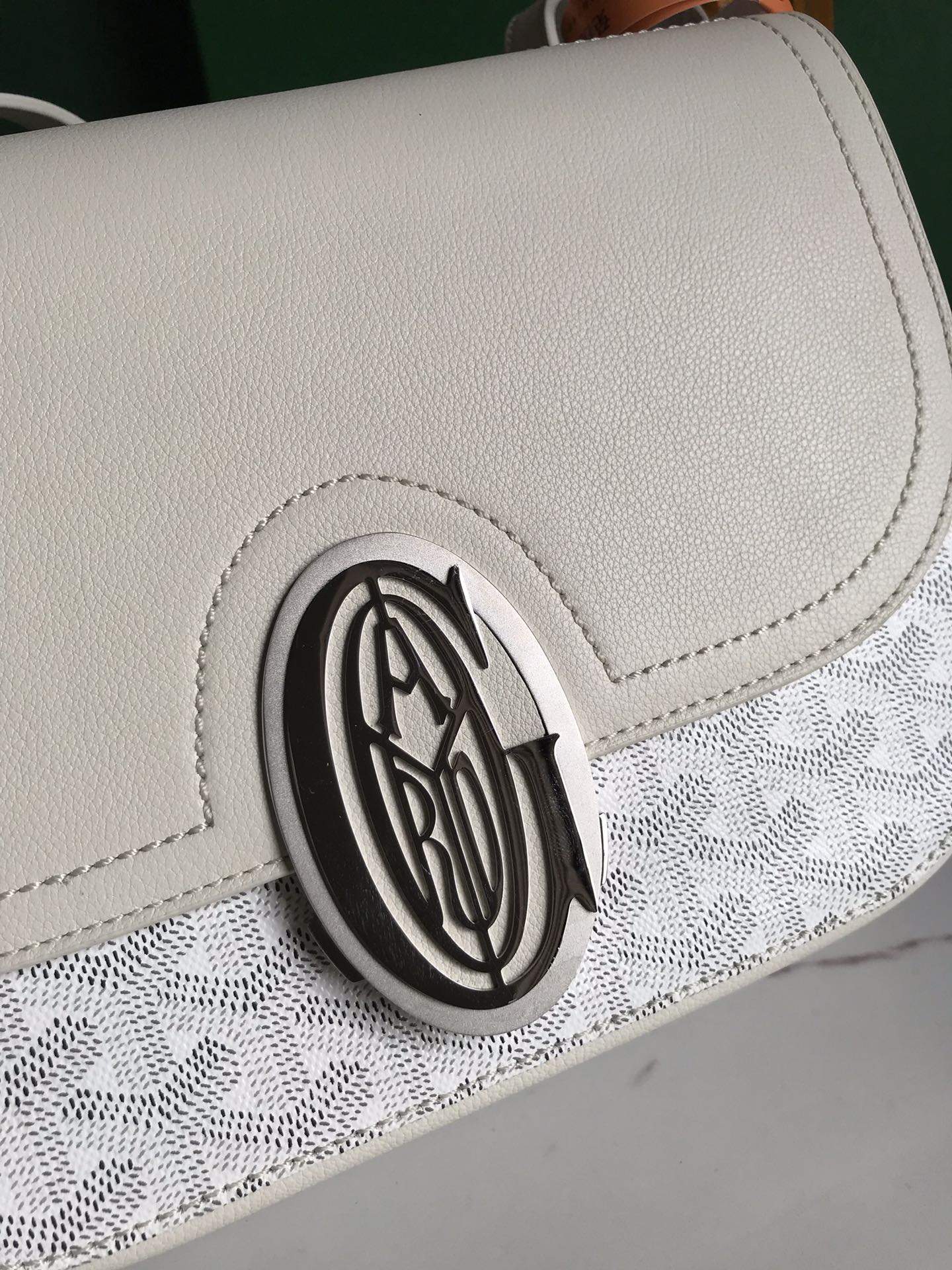 Goyard 233 Bag 25 Cm White Calfskin And Goyardine Canvas 25cm