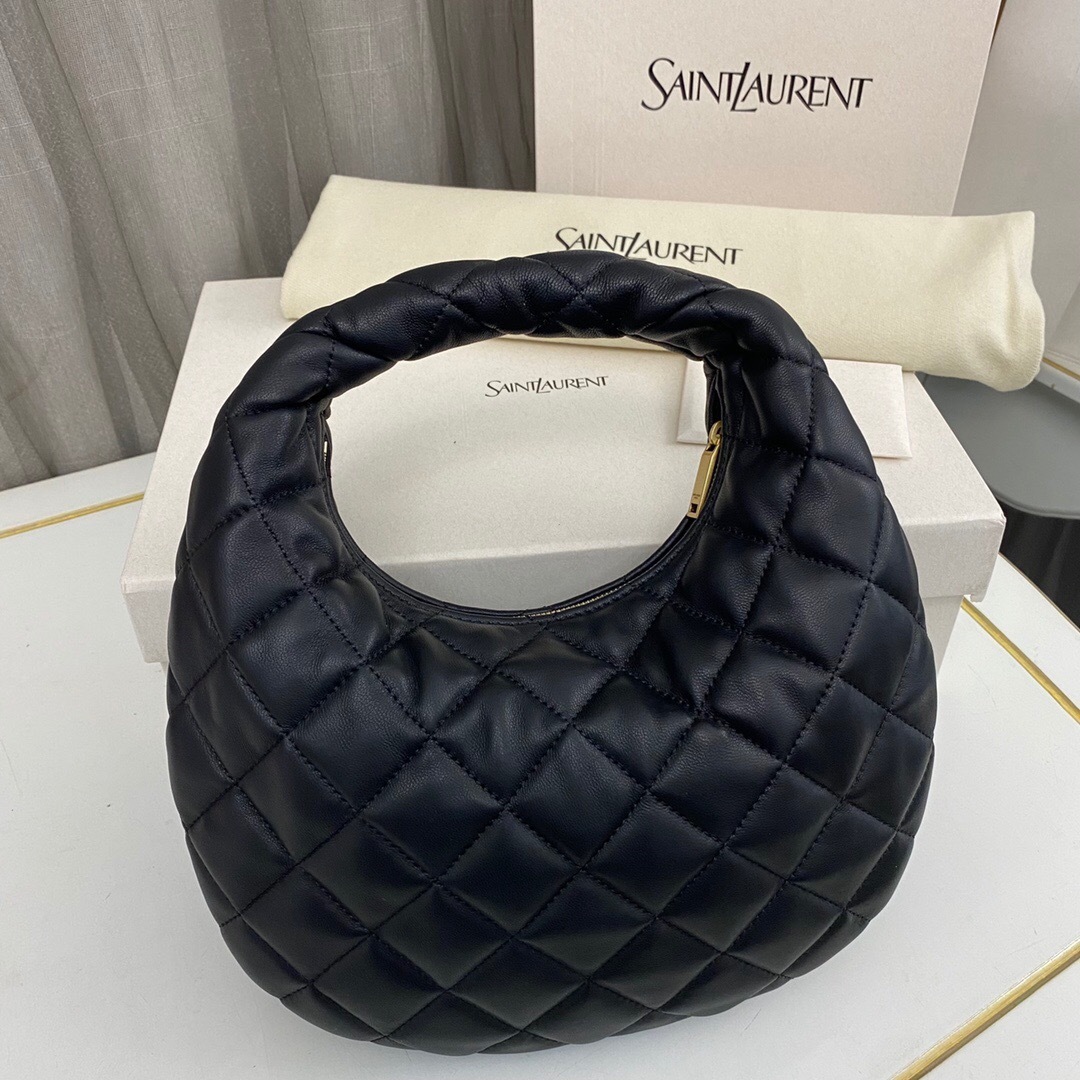 Saint Laurent Icarino Icare Mini Black Lambskin Hobo Bag 22cm/8.7 in