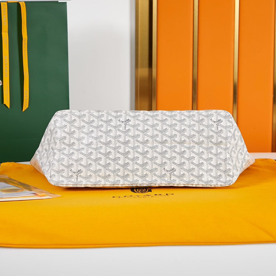 Goyard Saint Louis Pm 34Cm White Canvas Chevroches Calfskin