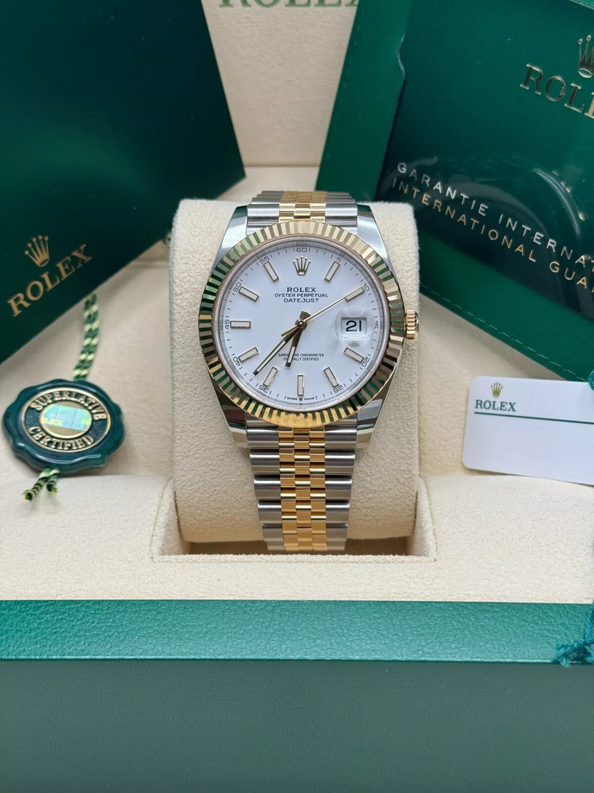 【Super Clone】RLX  Datejust 41mm 126333 White Index Oyster Steel and Yellow Gold Mens Watch