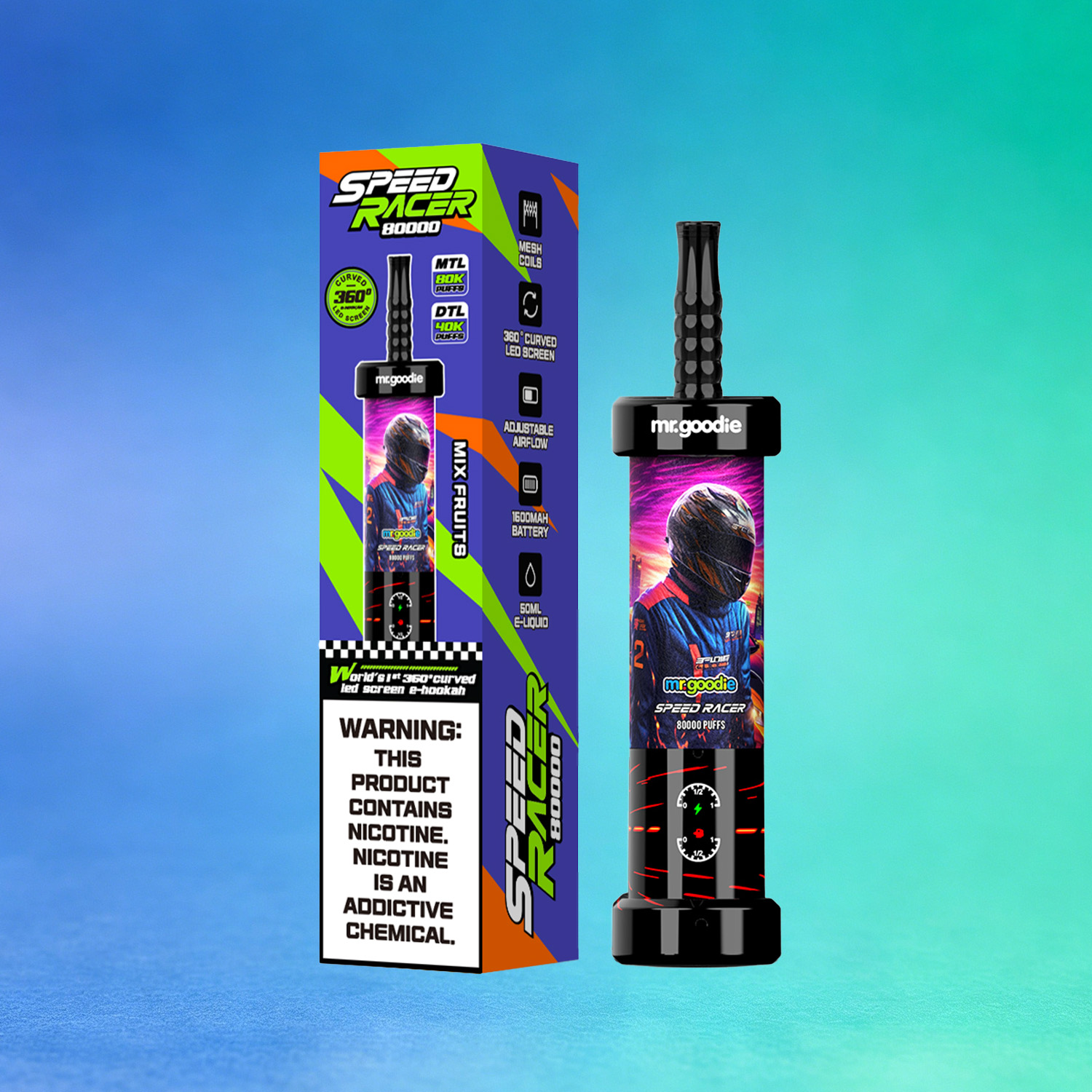 Mr. Goodie Speed Racer 80K 80000 Puffs Disposable Vape Dual Mode Rechargeable LED Display E-Cigarette