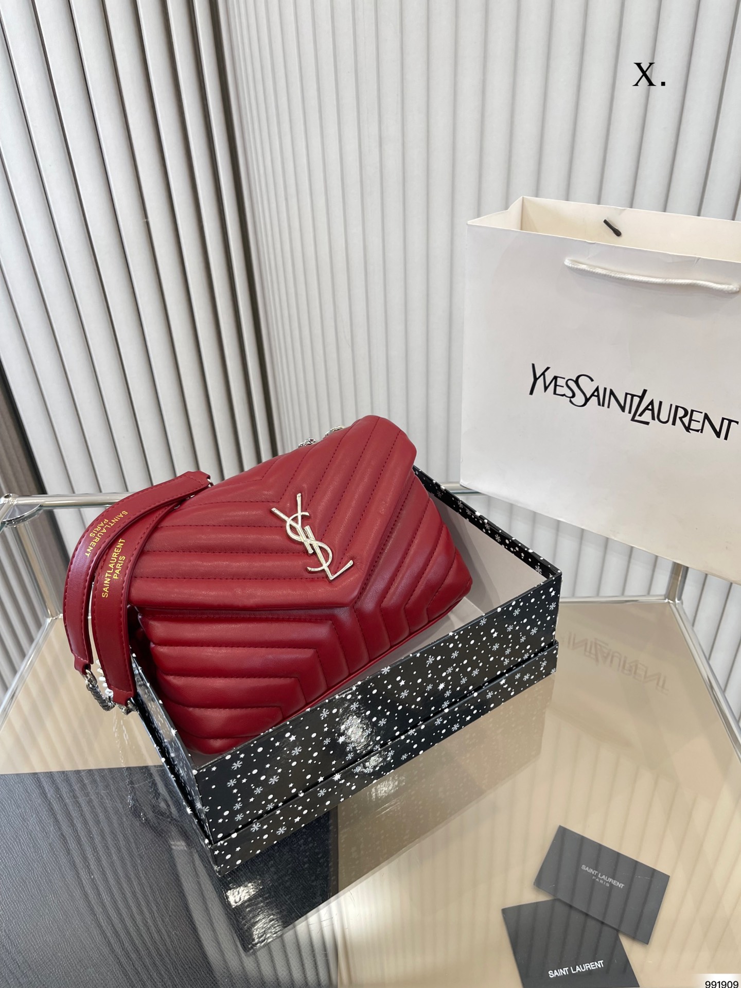 Saint Laurent Loulou Small Chain Bag In Quilted “Y” Leather Wine Red