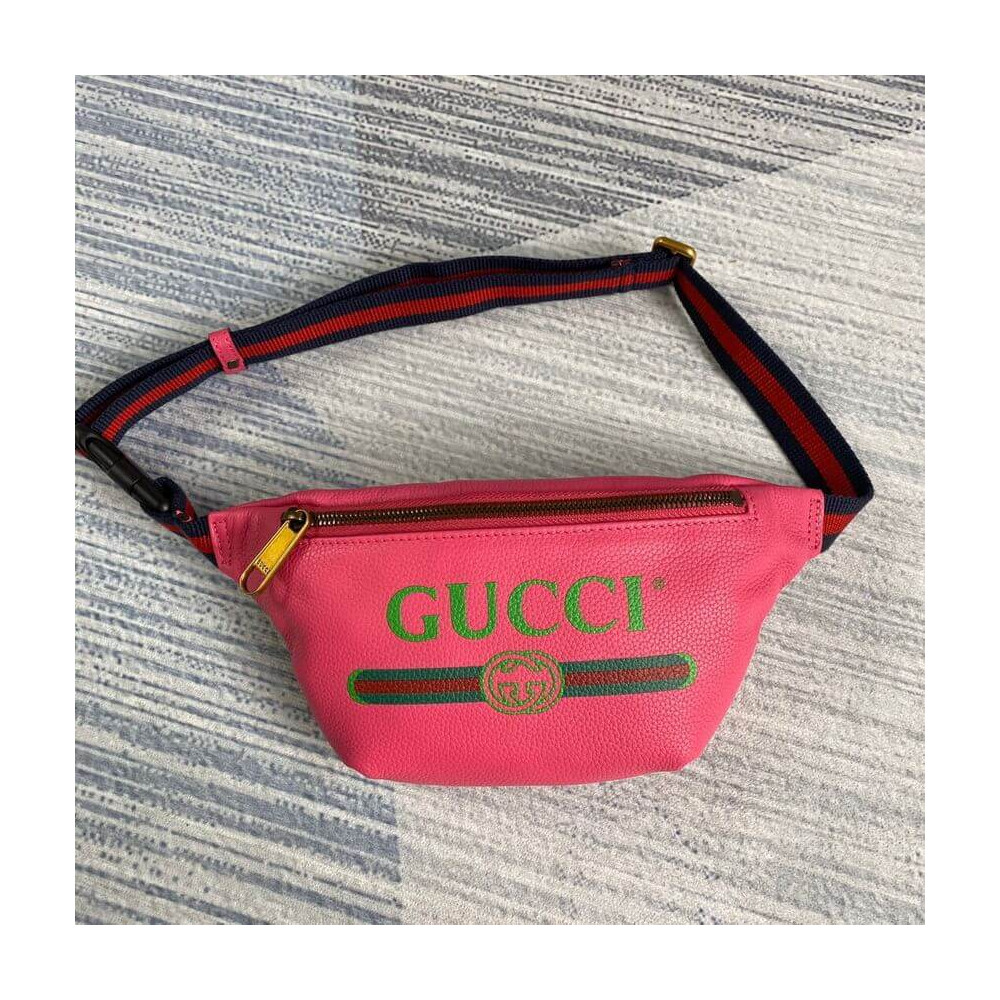 Gucci Print Small Belt Bag Waist Body Rose Red