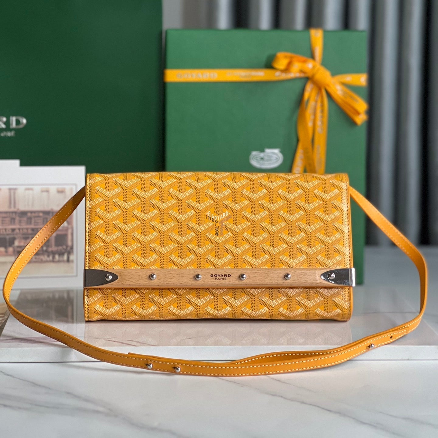 Goyard Monte-Carlo Pm Clutch 25cm Yellow Goyardine Canvas