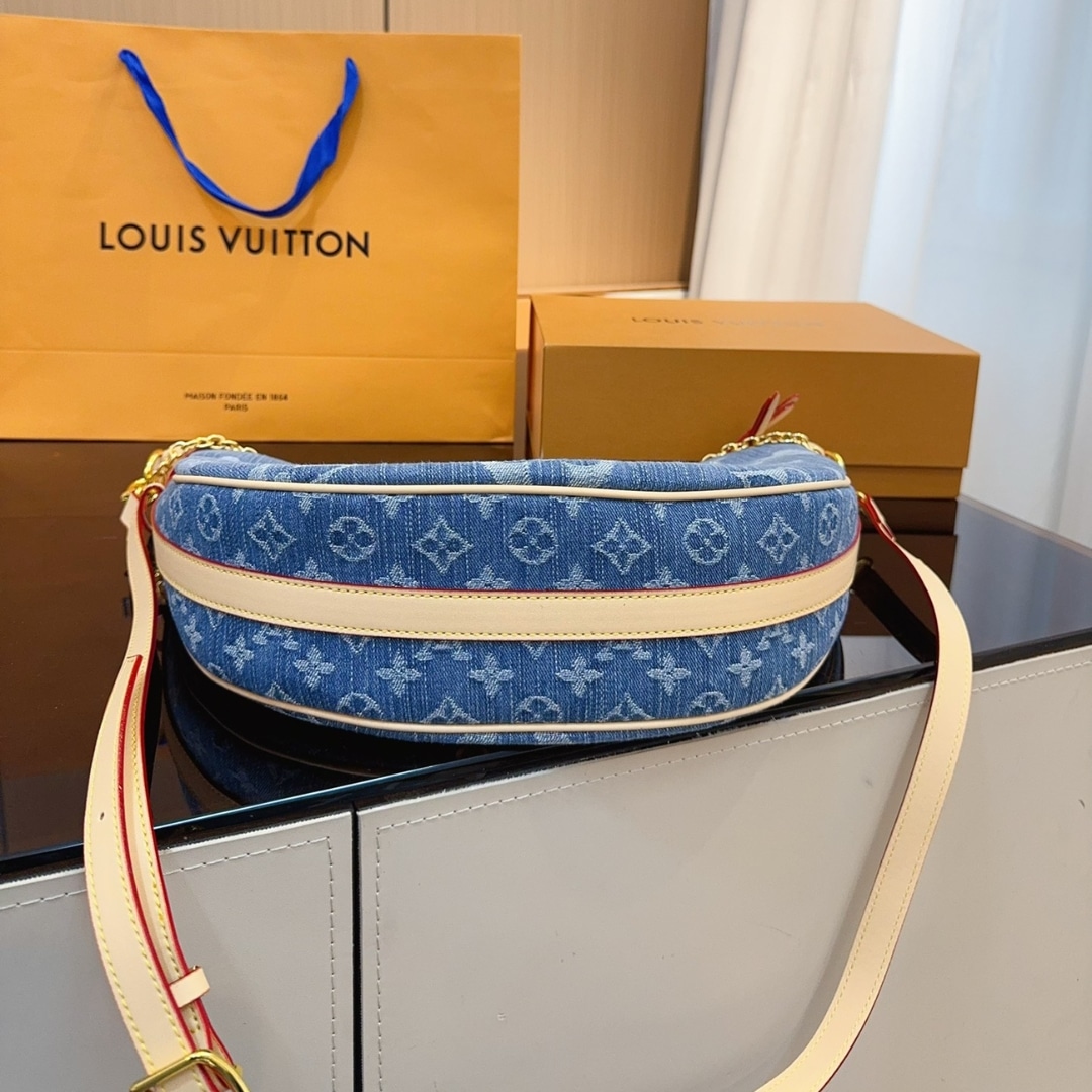 Louis Vuitton Loop Hobo Monogram Denim Bag Blue 35Cm