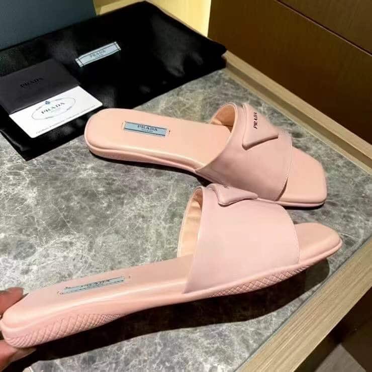 Prada Brushed Leather Slide In Pink