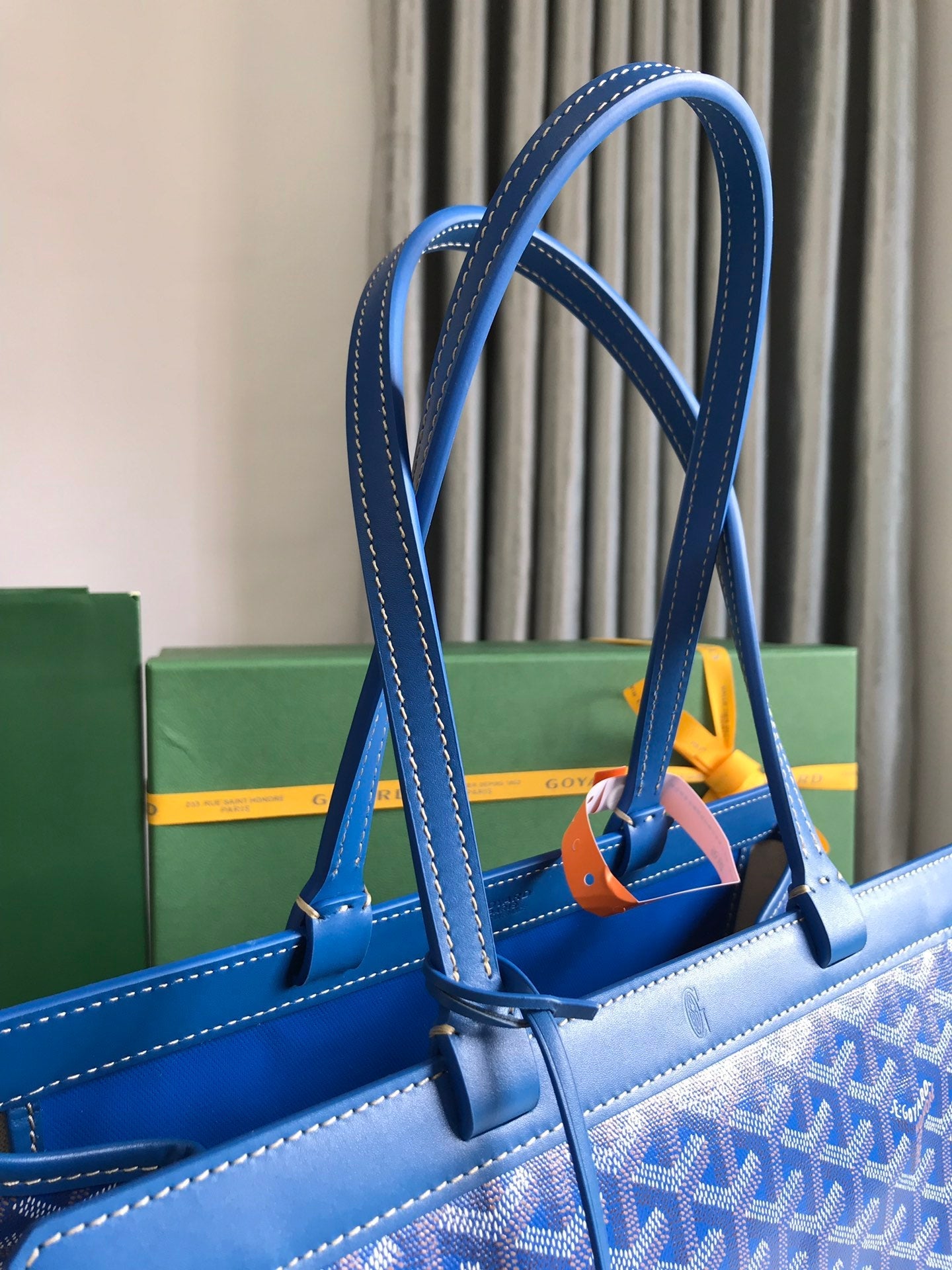 Goyard Bellechasse Biaude Pm Bag 36 Cm Blue Goyardine Canvas And Calfskin Trim