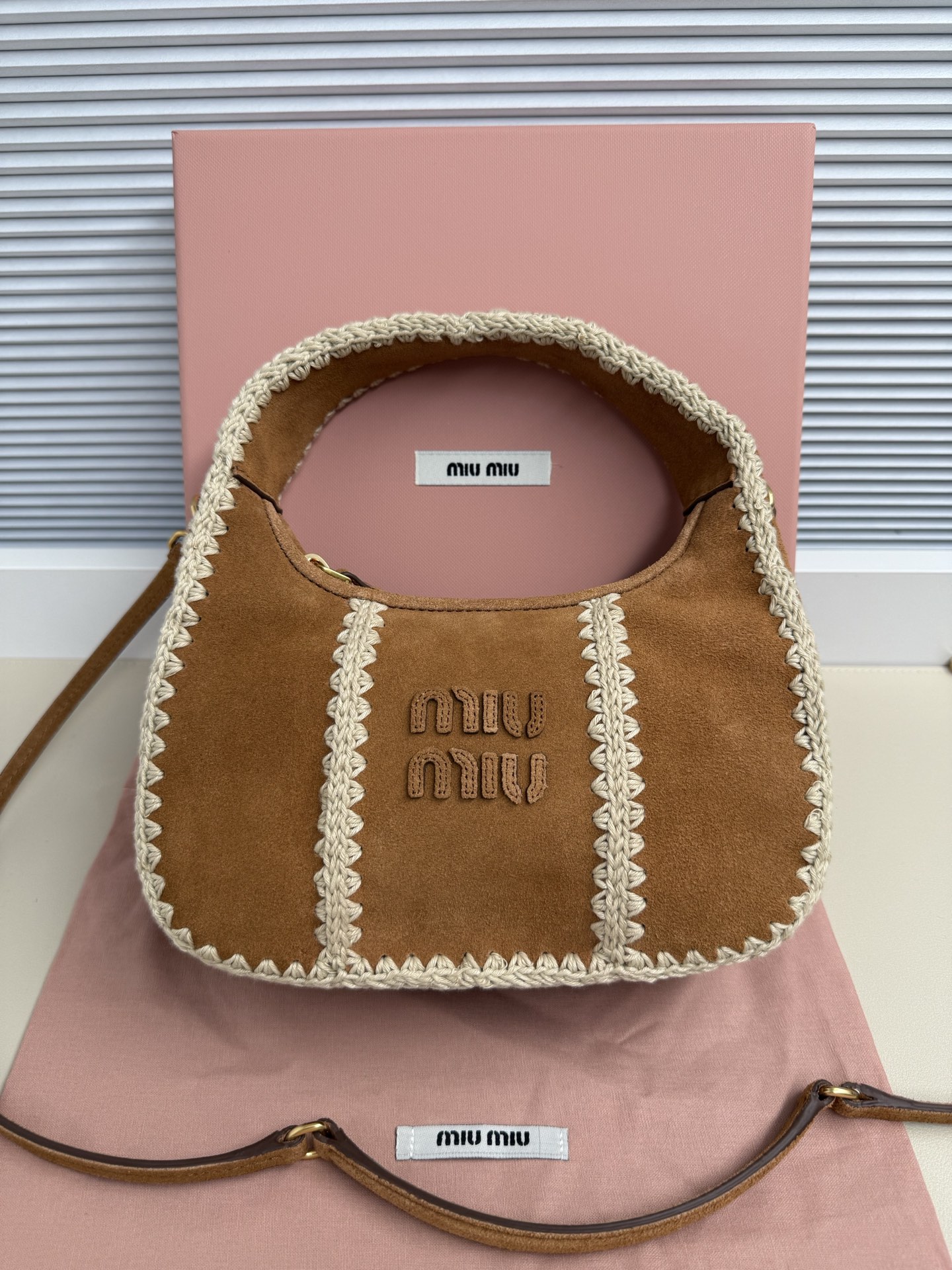 Miu Miu Deerskin Crochet Shoulder Bag