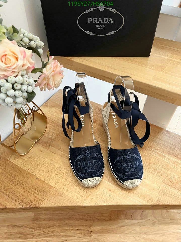 Prada Linen Espadrille Wedge Sandals Blue
