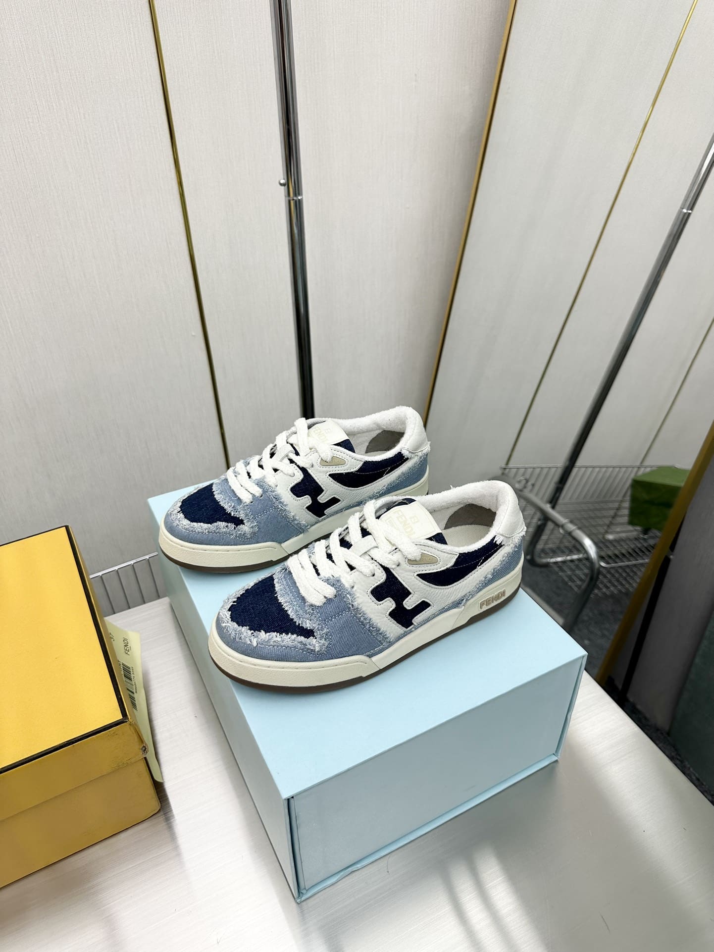 Fendi Match Suede Low Tops Denim Blue 7E1495Amf1F1Jid