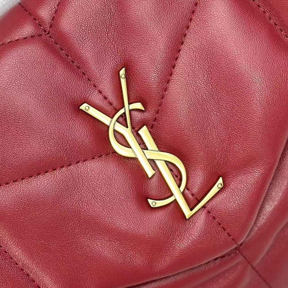 Saint Laurent Puffer Small In Leather Gold Hardware Red 29Cm