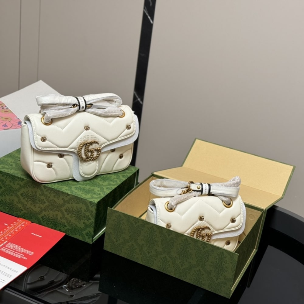 Gucci Gg Marmont Small Shoulder Bag White 26Cm 443497 Aacpg 9206