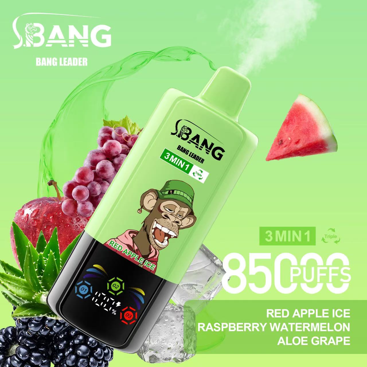 Bang Leader 85K Puffs 3-in-1 Prefilled Vape | 3 Adjustable Flavors, Rechargeable