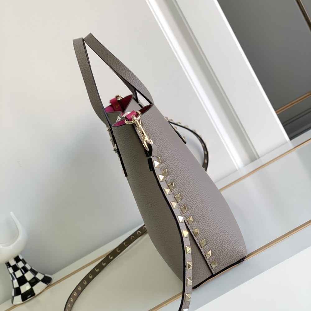 Valentino Garavani Rockstud Small Tote Bag Grey 28Cm