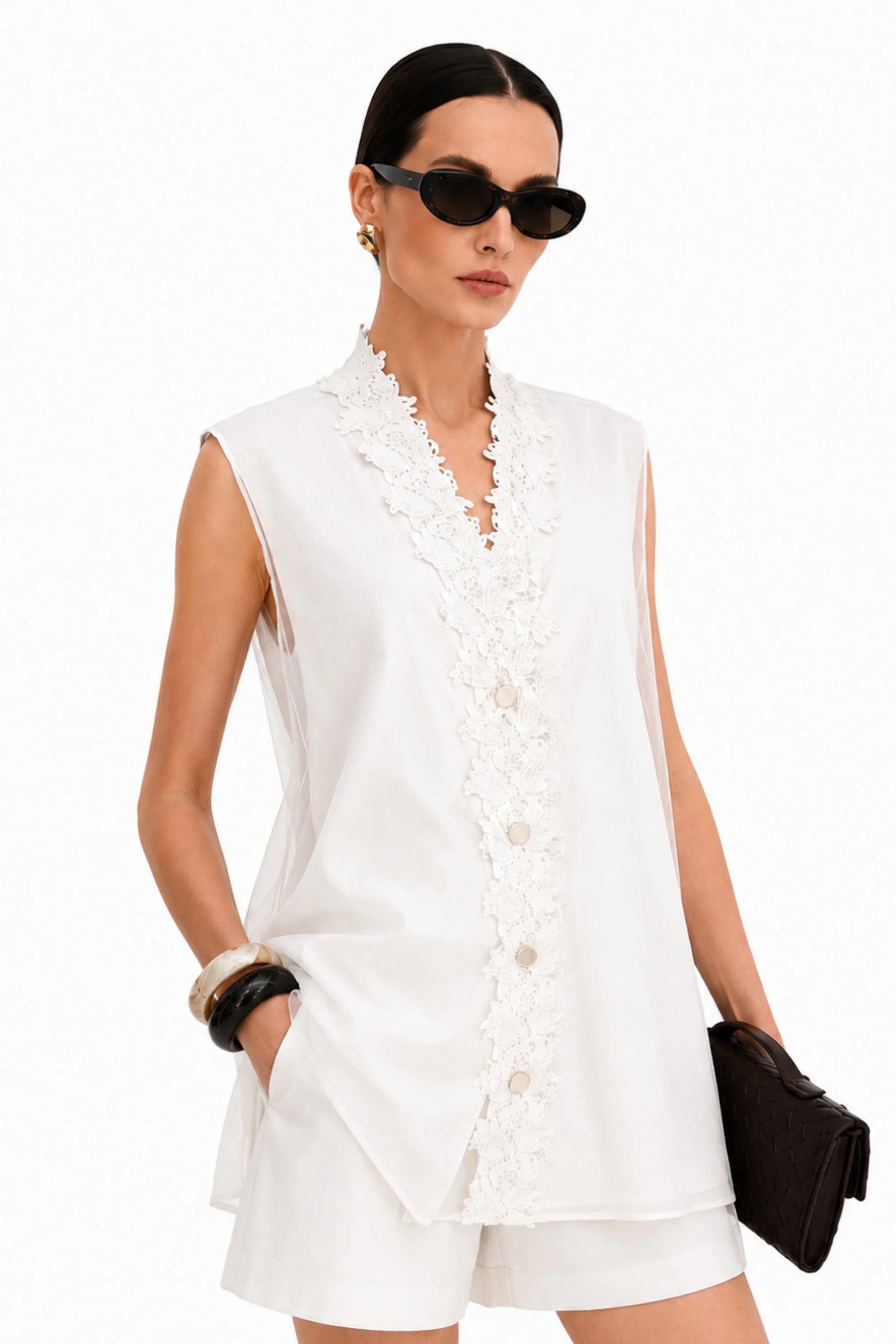 White Orchid Sleeveless Shirt