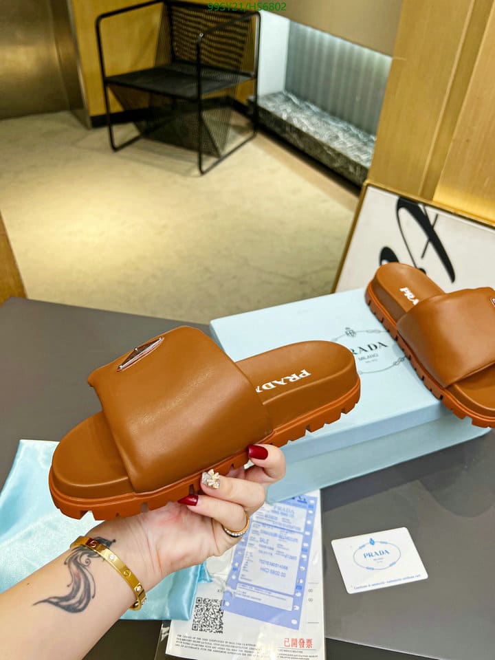 Prada Soft Padded Nappa Leather Slides Brown