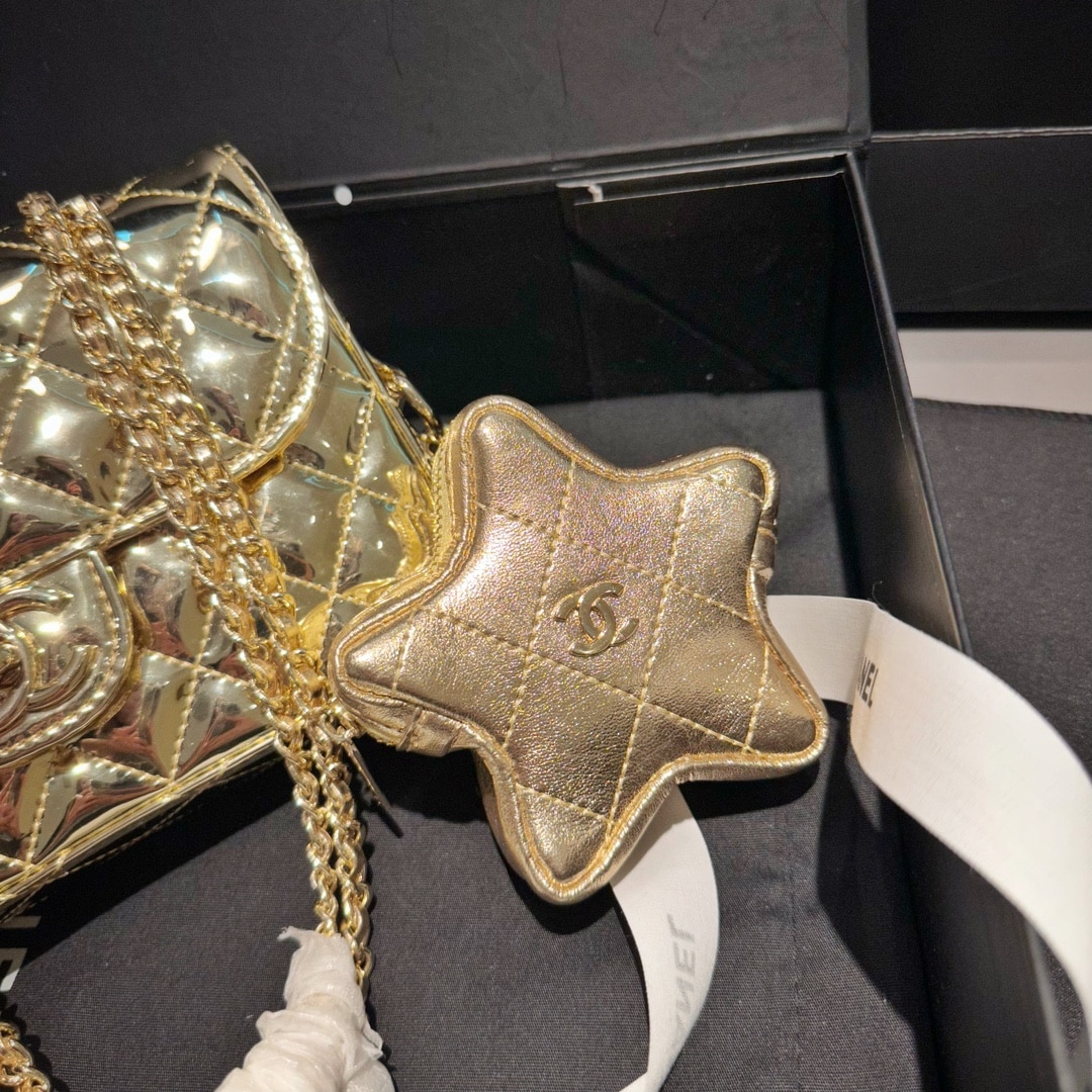 Chanel Mini Flap Bag Star Coin Purse Yellow Gold 20Cm As4646 B14873 Nt671