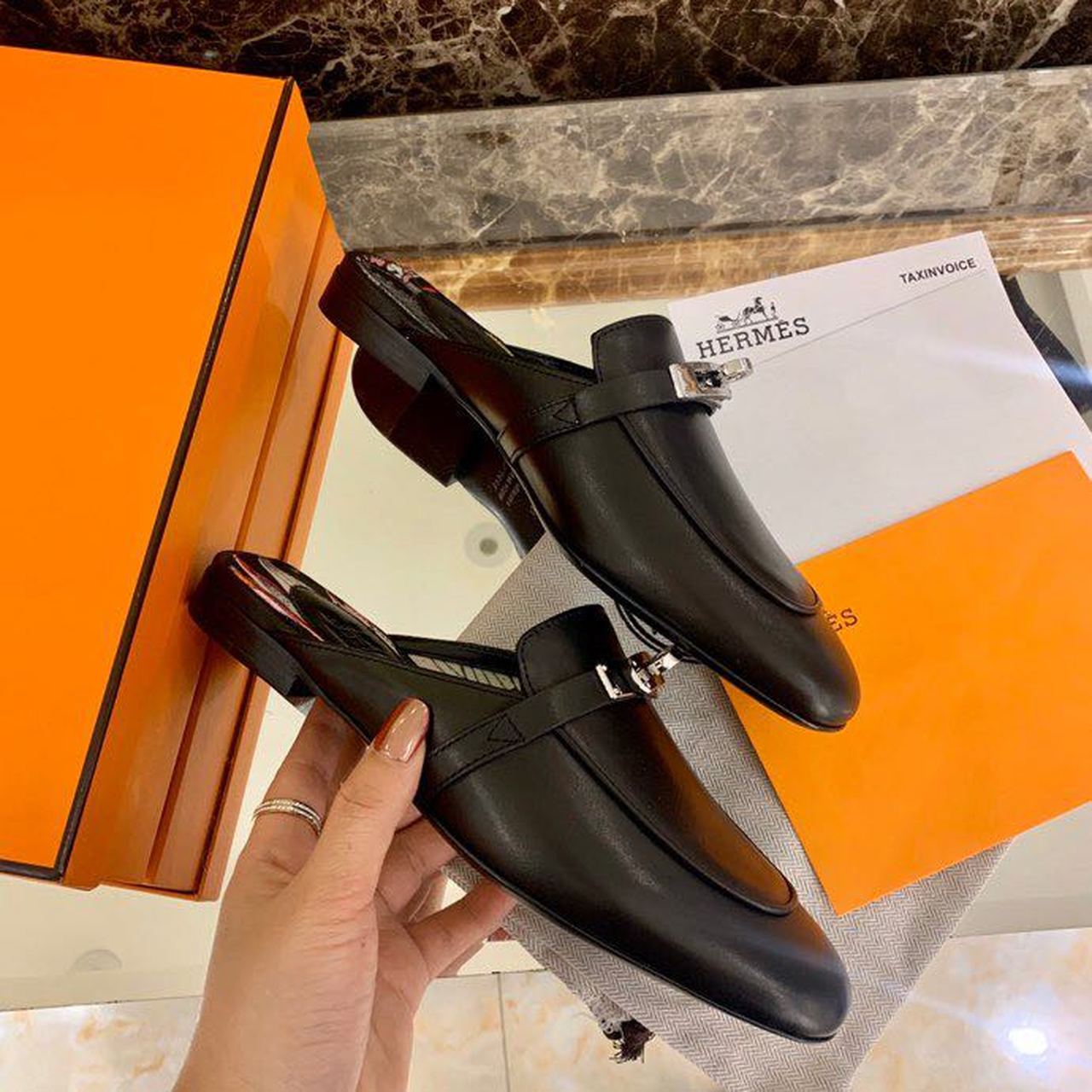 HERMES OZ MULE BLACK