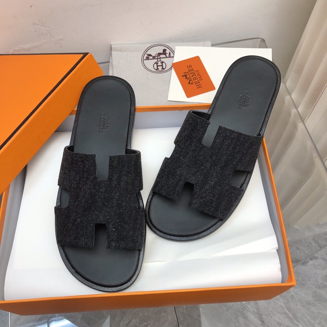 Hermes Izmir Sandal Noir Denim