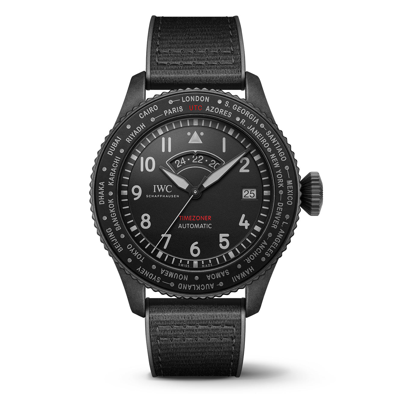 IWC Pilot's Timezoner Top Gun Ceratanium 46mm Mens Watch Black IW395505