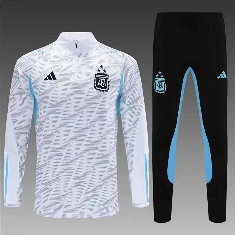 2023/2024 Argentina half-pull training uniform white camouflage jersey set