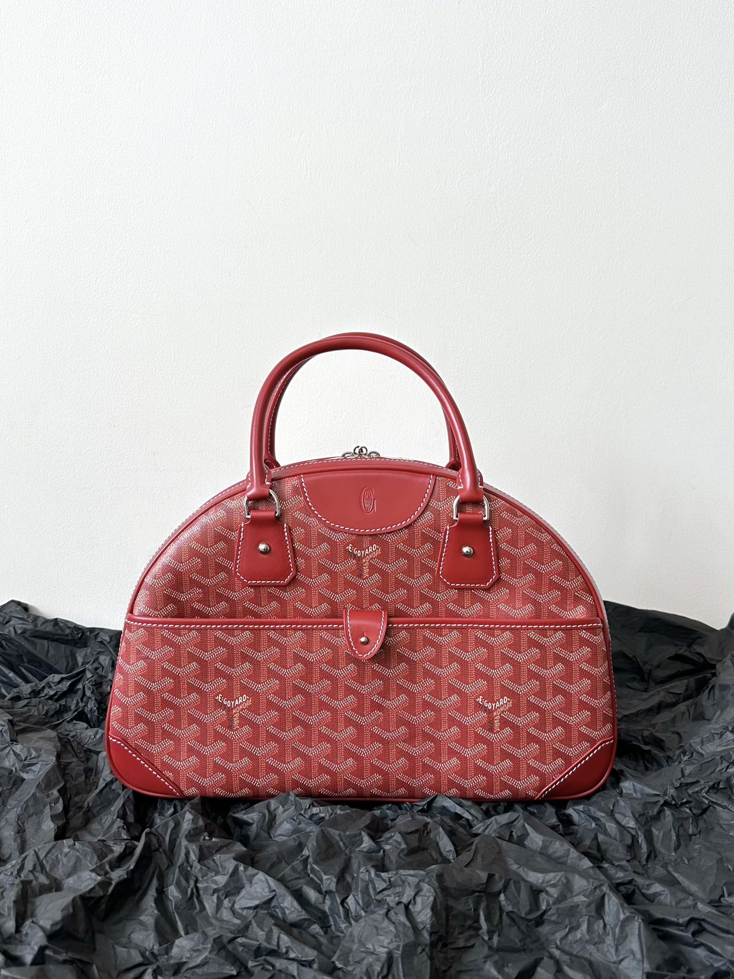 Goyard Goya Bowling Ball Medium Red Canvas 35cm