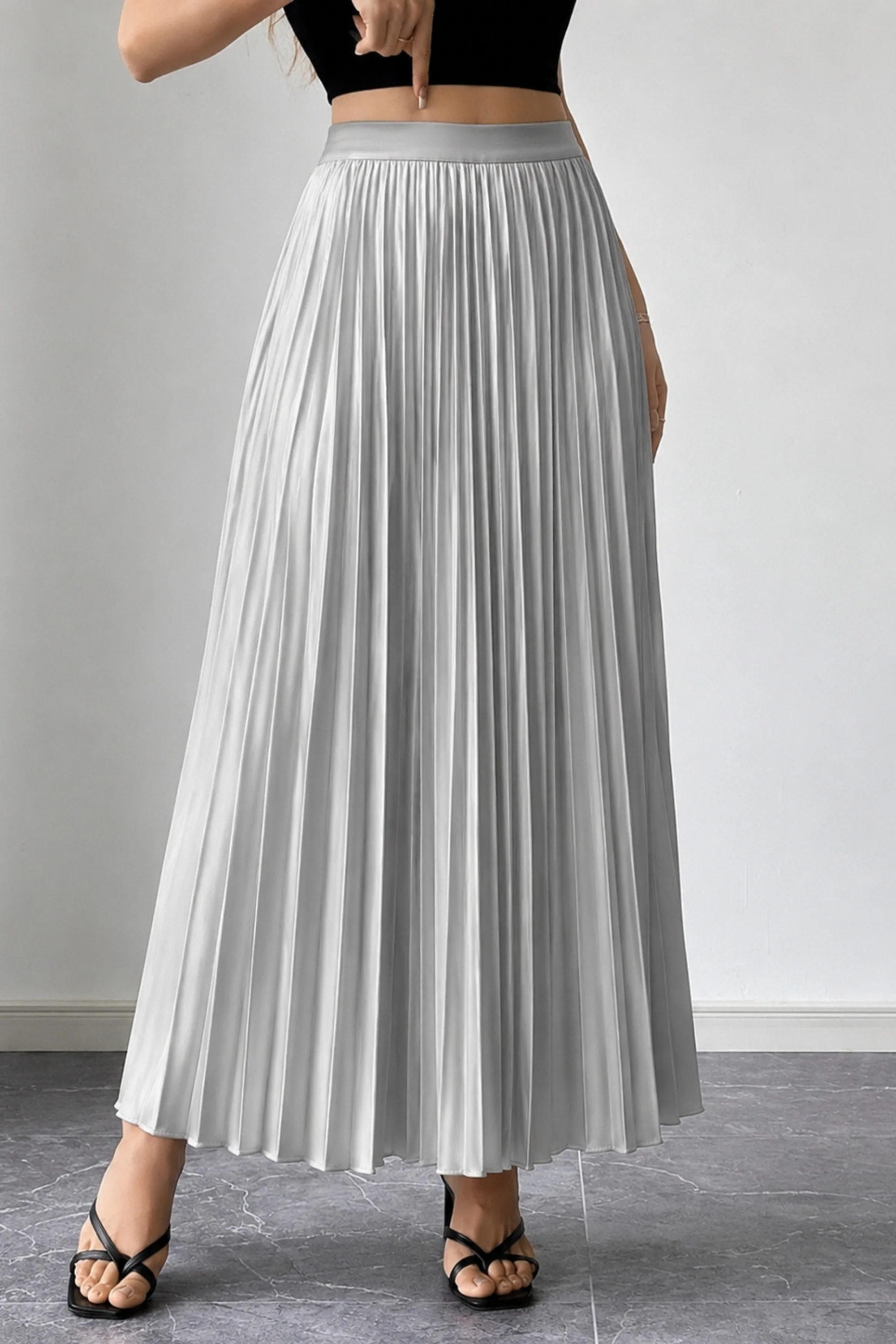 Moonlight Satin Pleated Skirt