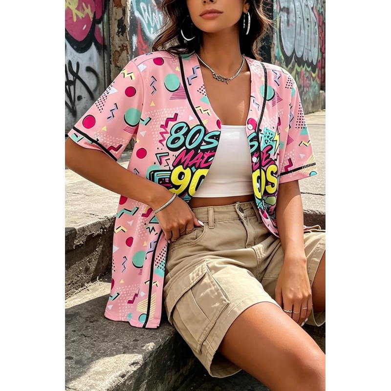 80s 90s Outfit Women Baseball Jersey Disco Party
