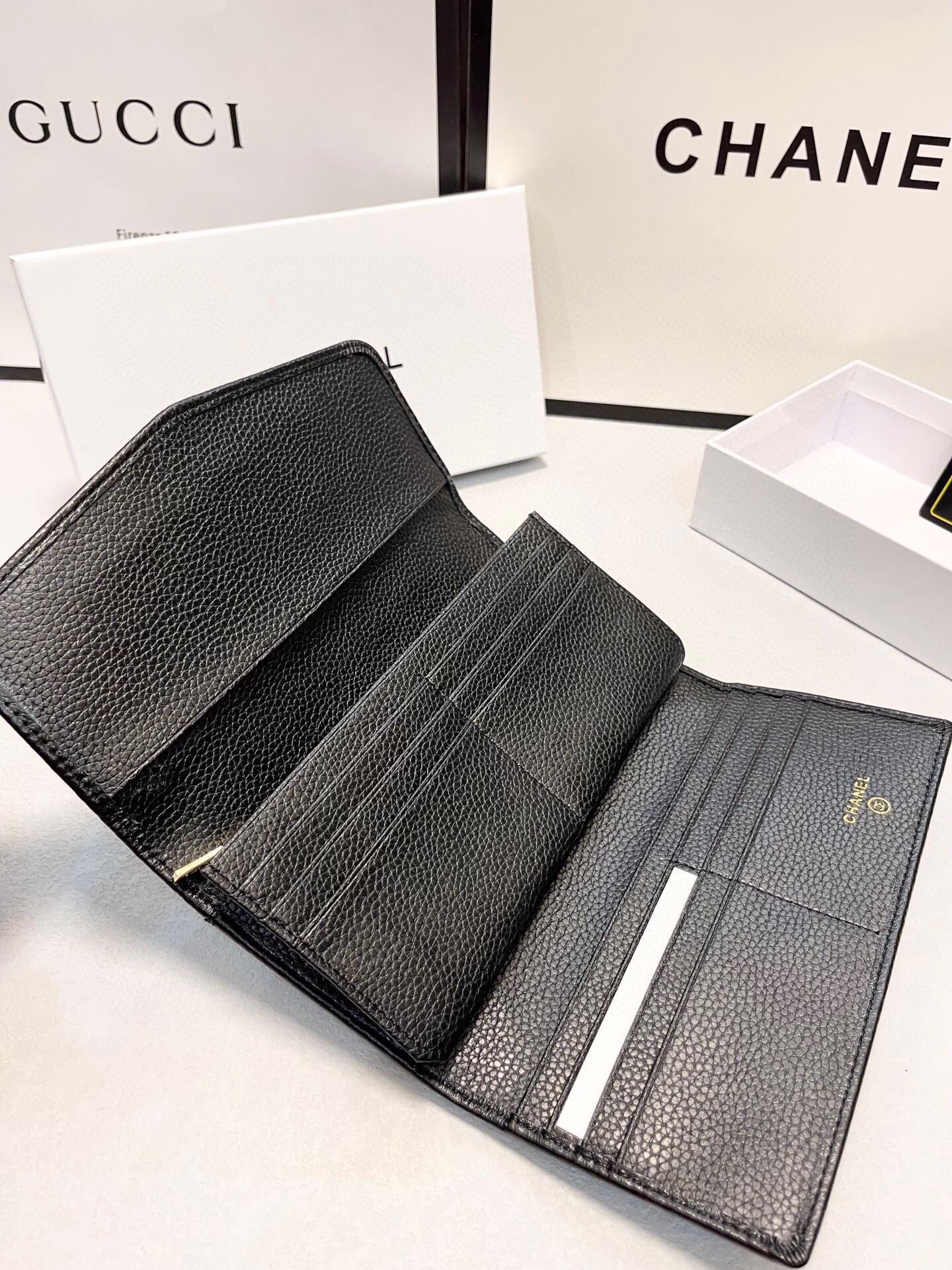 Chanel Classic Long Flap Wallet Black 19Cm