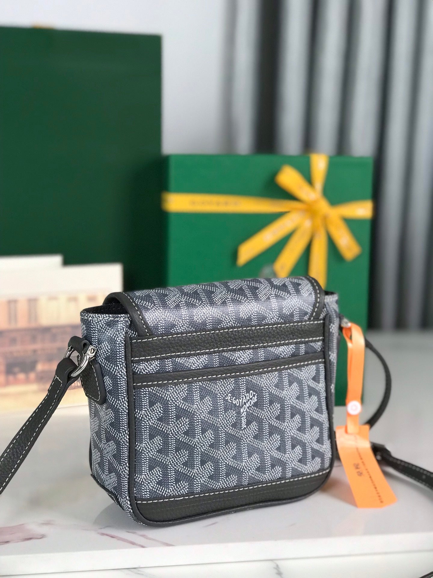 Goyard Grand Bleu 16 Cm Gray Goyardine Canvas And Lambskin