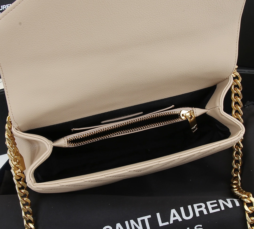 Saint Laurent College Medium In Quilted Leather Beige 24Cm 600279Brm072721