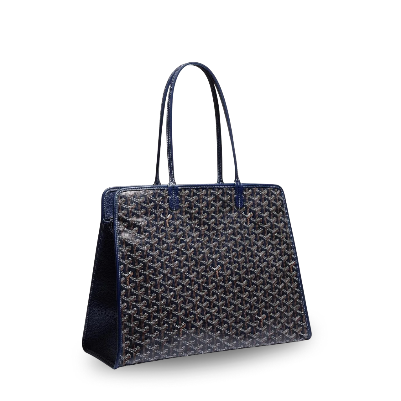 Goyard Hardy Pm Bag 40 Cm Navy Blue Goyardine Canvas And Black Taurillon Leather Trim