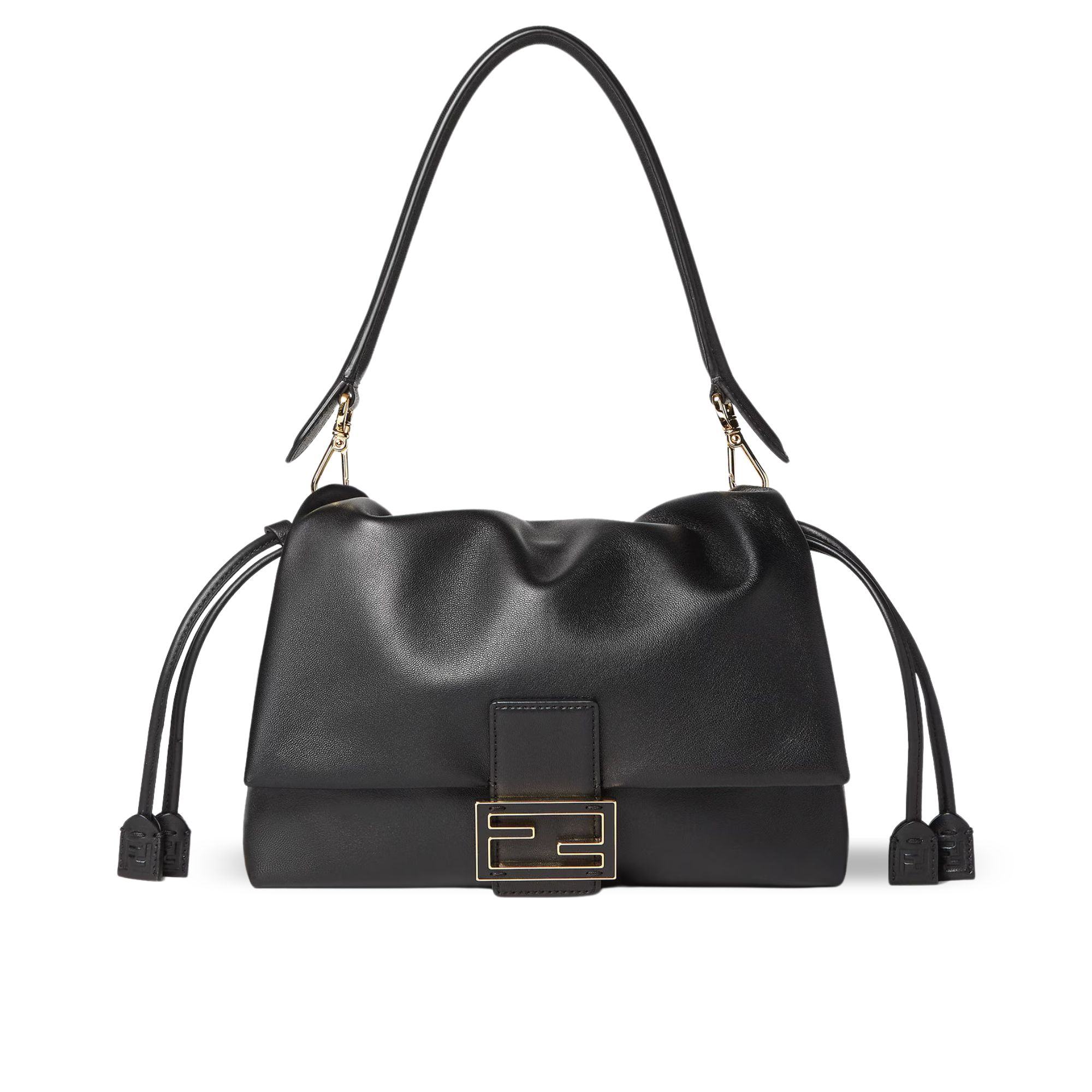 Fendi Mamma Baguette Medium Matcha Black Nappa Leather Bag 26.5cm