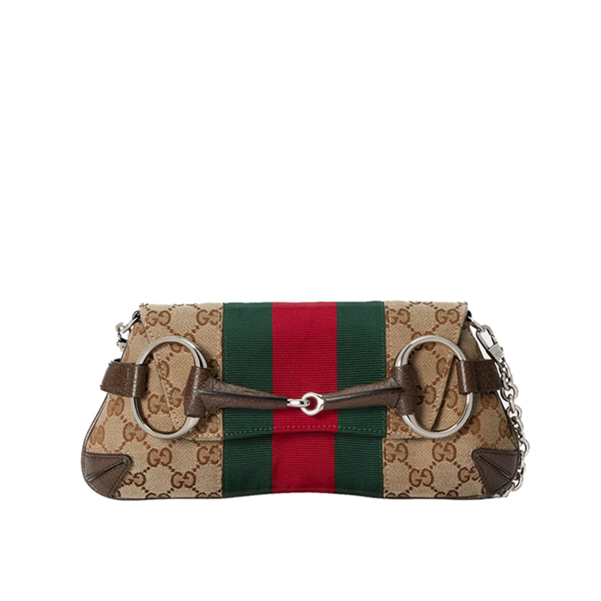 Gucci Horsebit Chain Small Shoulder Bag Beige Blue 27cm/10.6in