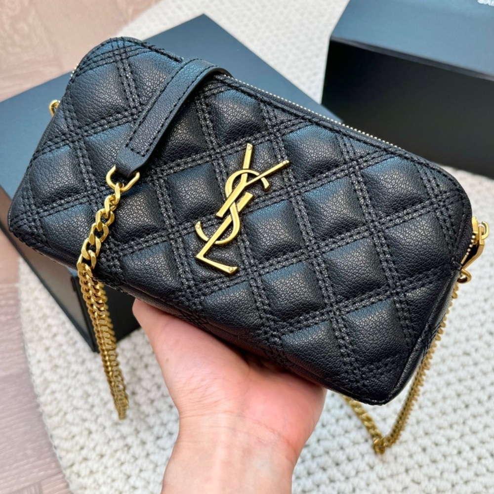 Saint Laurent Mini Becky Double Zip Bag Black 20Cm