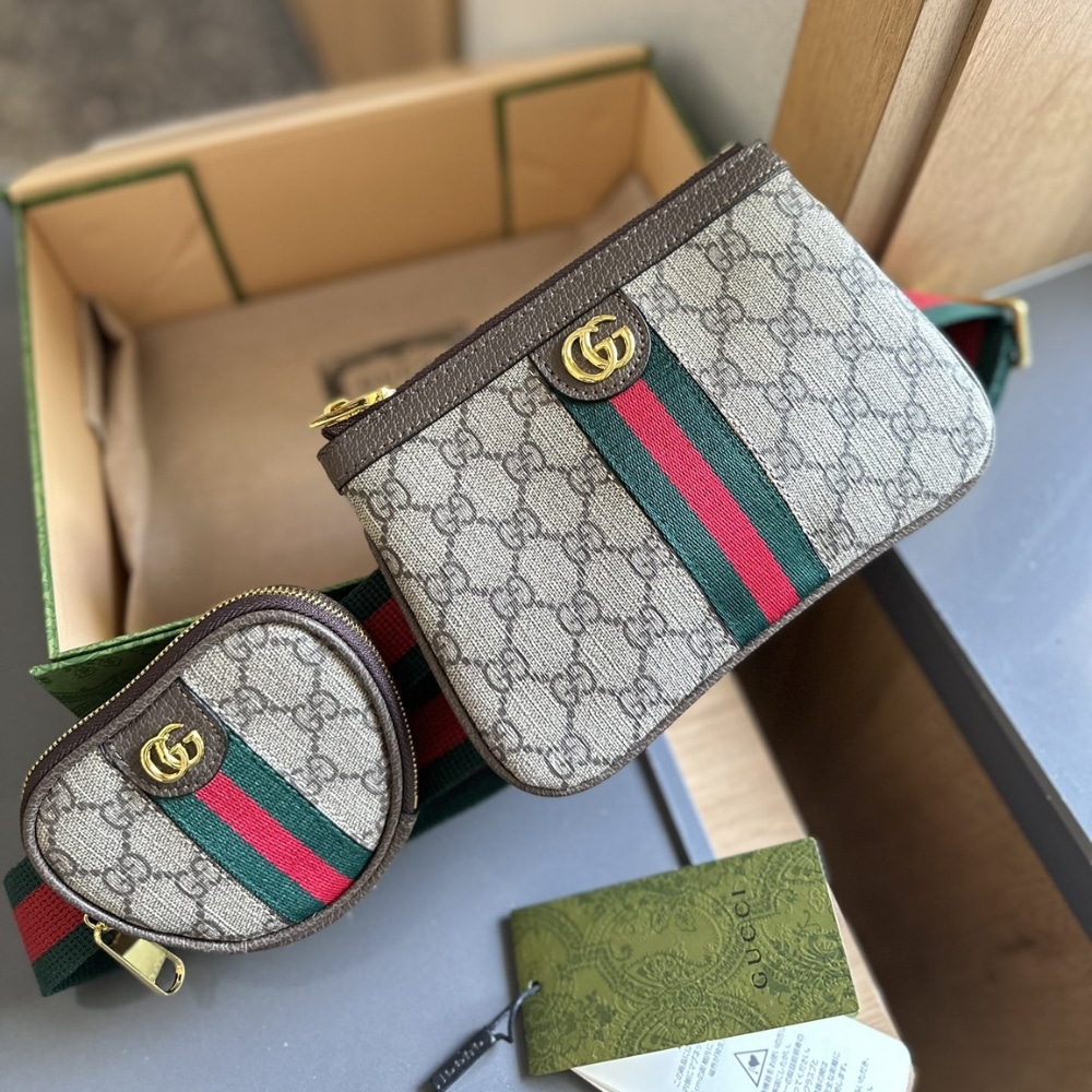 Gucci Ophidia Heart Utility Belt Beige Ebony Gg Supreme 20cm 698805 96iwg 8745gg