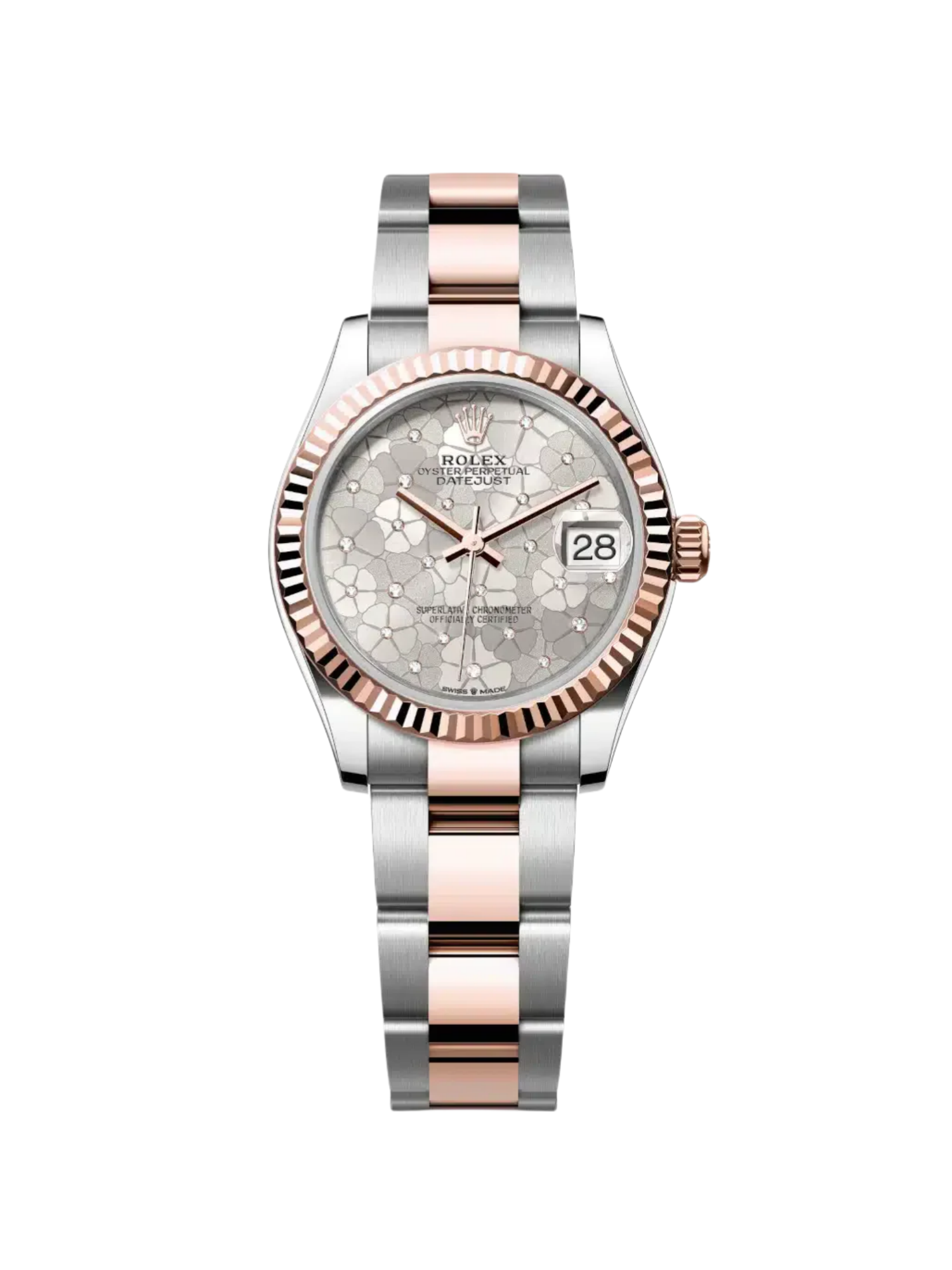 Rolex Datejust m278271-0031/0032 Silver Floral Motif 31mm Dial Oyster Bracelet Watch