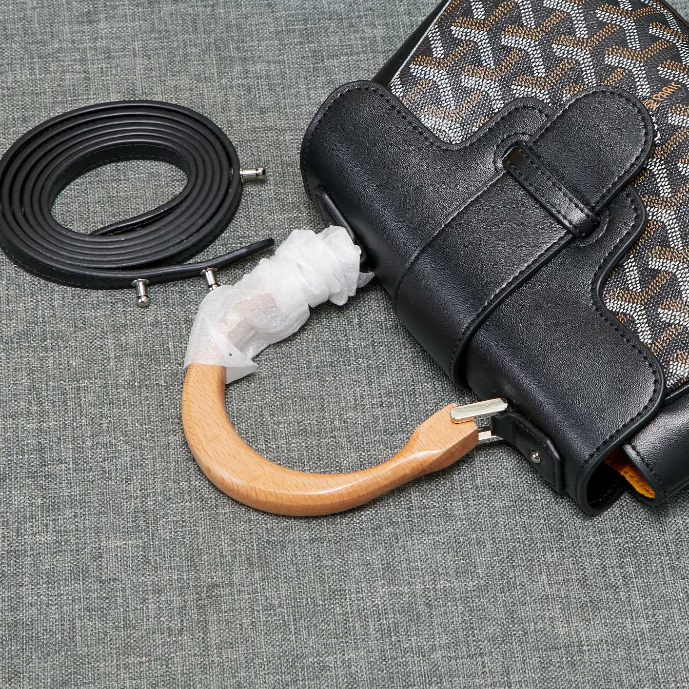 Goyard Saigon Souple Mini Bag Black Canvas 20cm