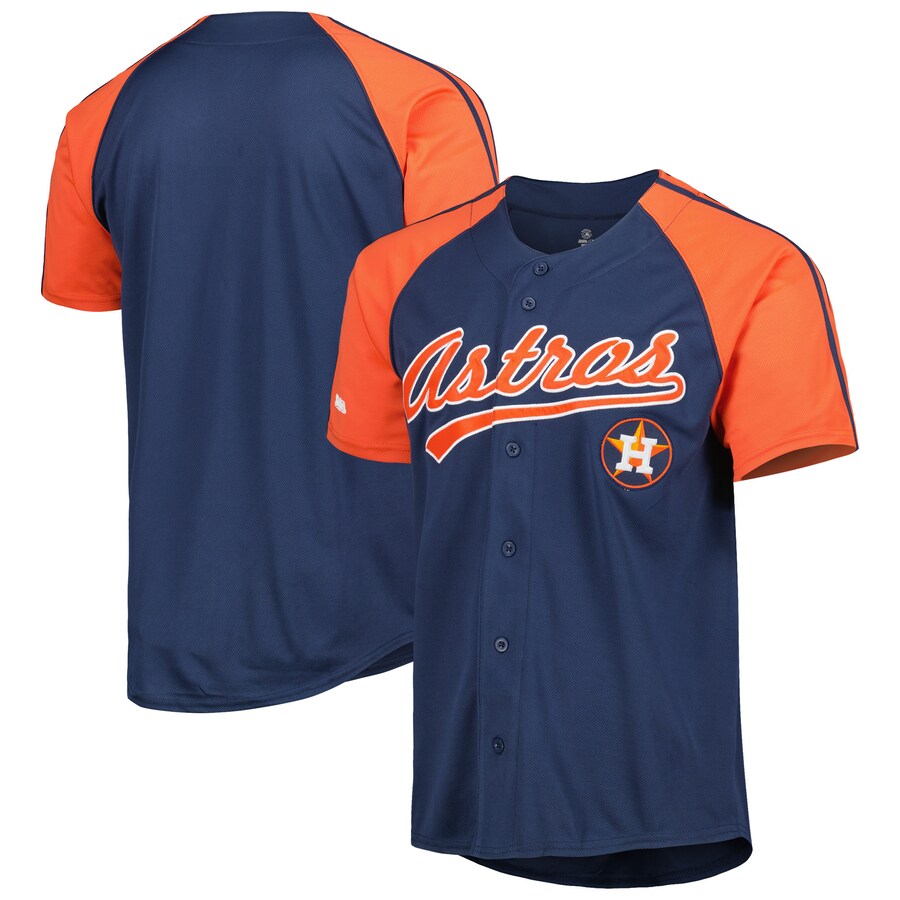 Houston Astros Stitches Button-Down Raglan Fashion Jersey Navy
