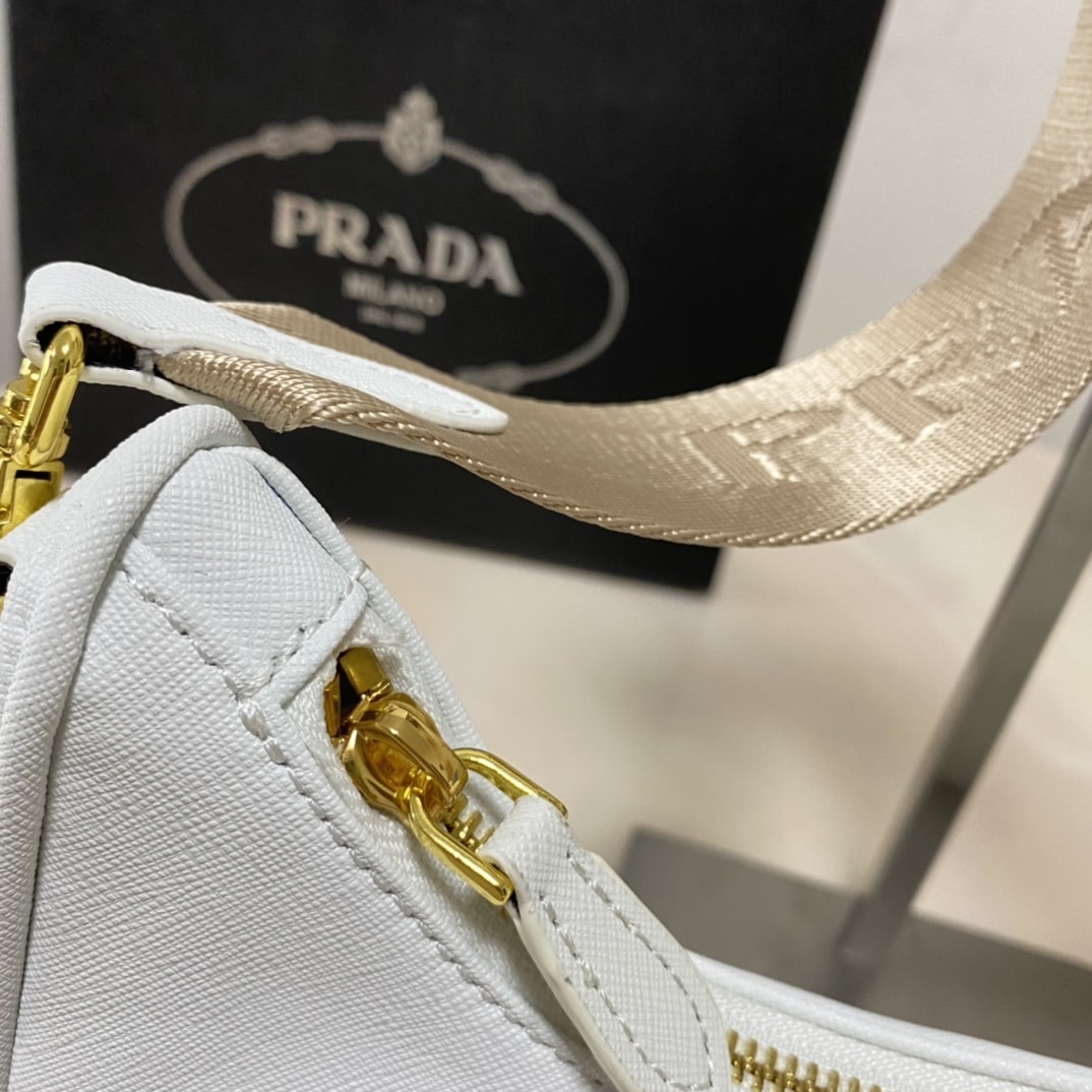 Prada Re Edition 2005 Saffiano Leather Bag White 22cm 1BH204 NZV F02EN V V2M