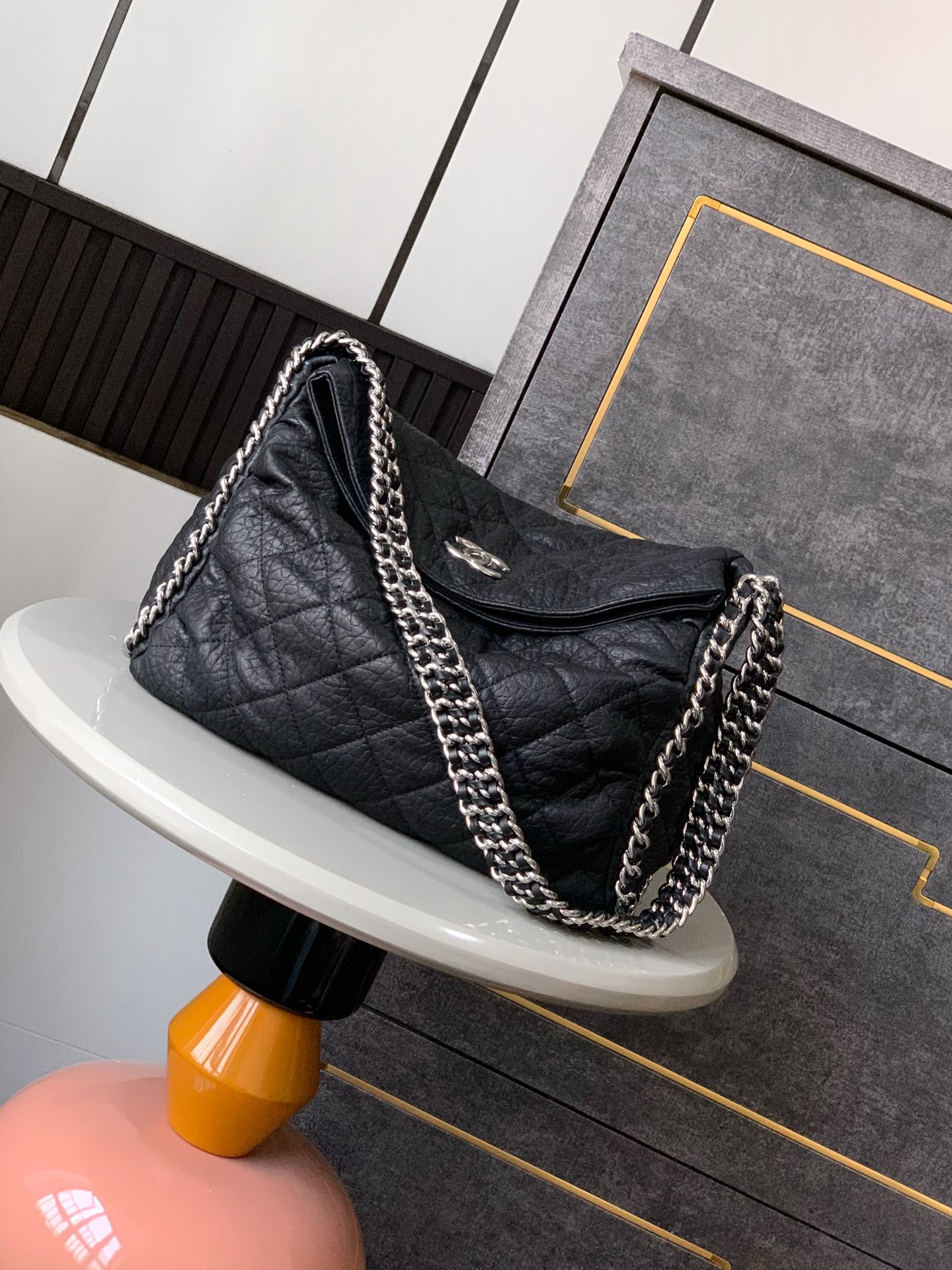 CHANEL Black & Silver Multi-Chain oho Bag