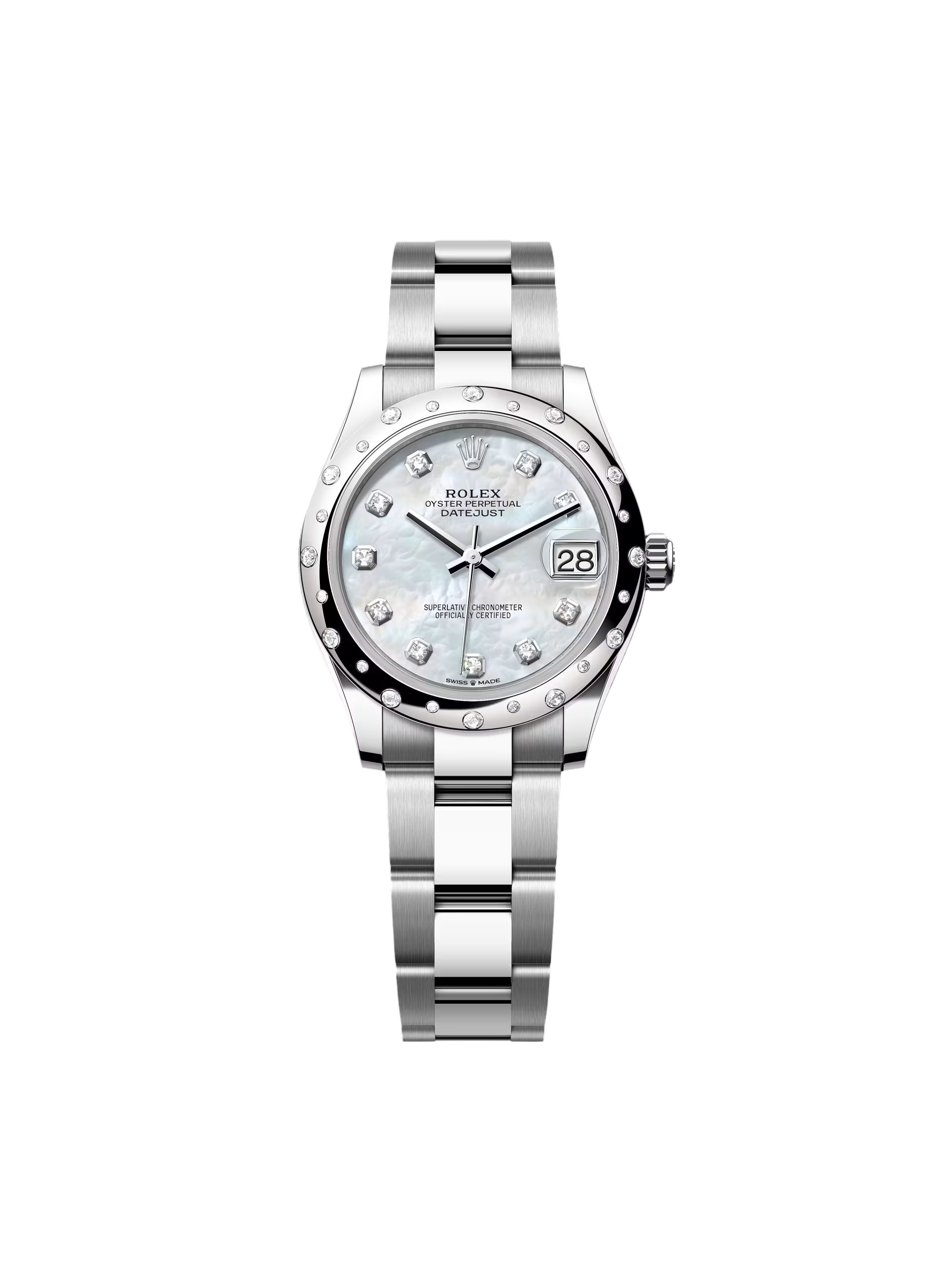 Rolex Datejust m278344-0005/0006 Mother-of-Pearl Dial 31mm Domed Diamond Oyster Watch