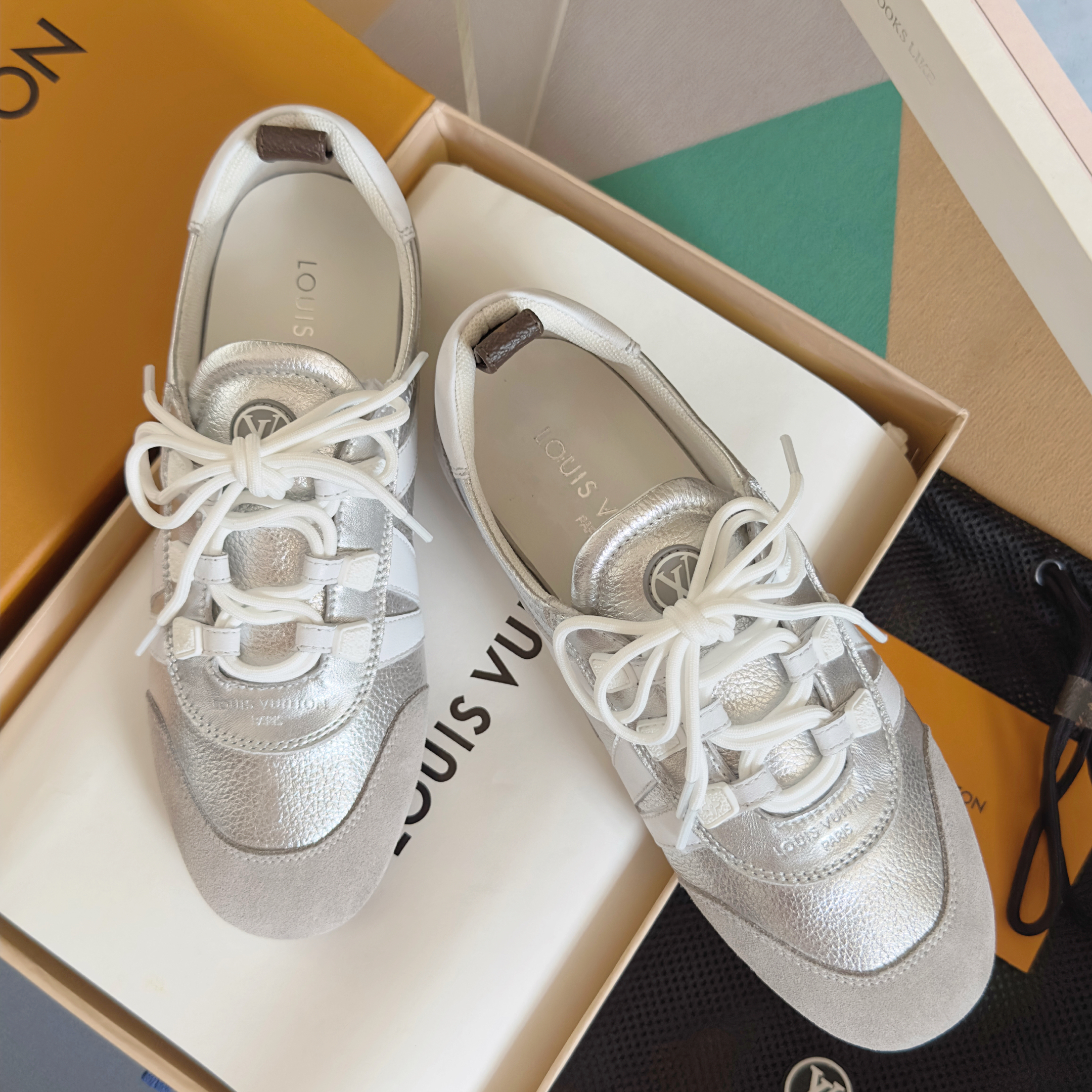 Louis Vuitton Sneakerina Silver White – Women’s Slim Sneakers