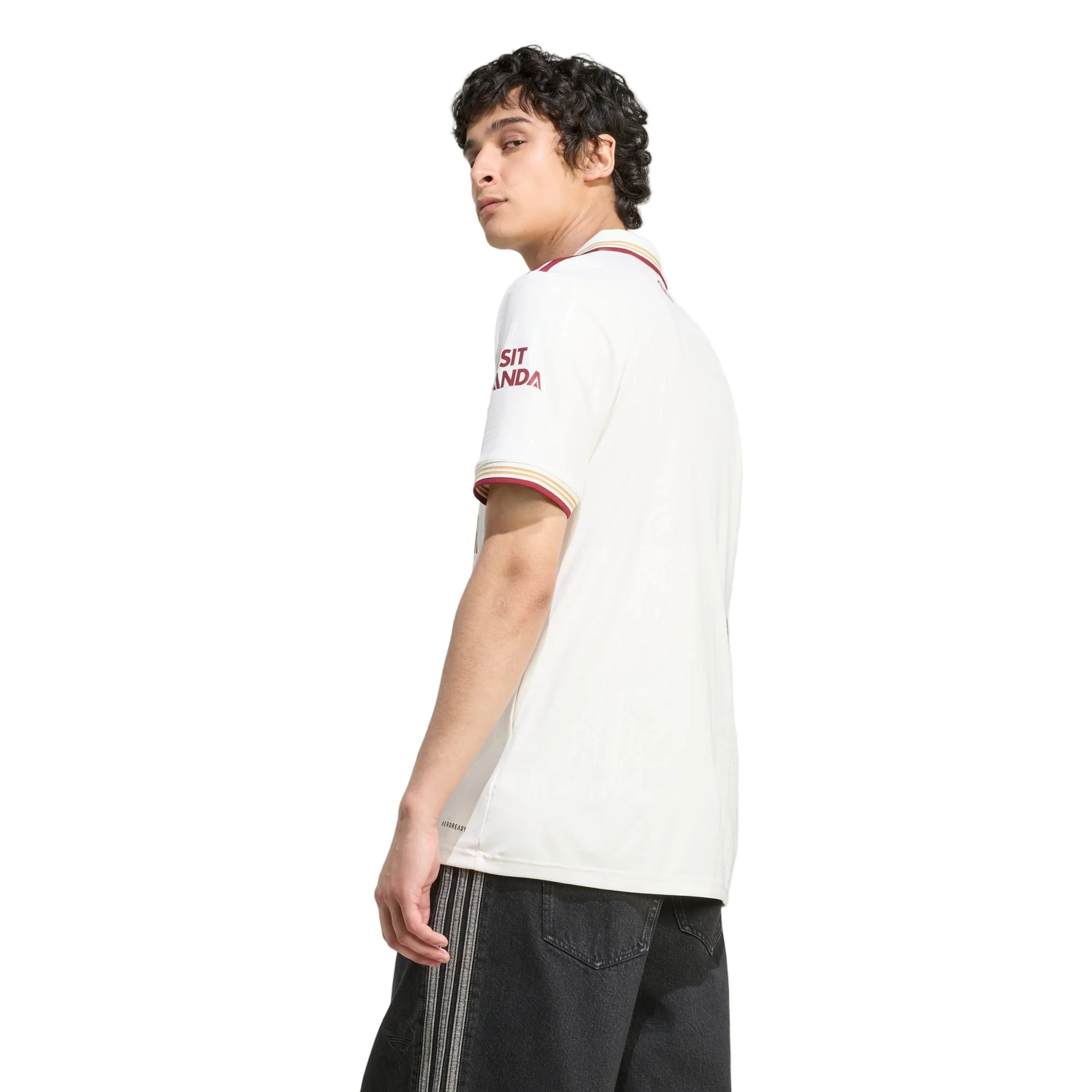 adidas Saka Men's Arsenal FC Third Jersey 25/26 w/ NRFR + EPL Patches (White/Burgundy)