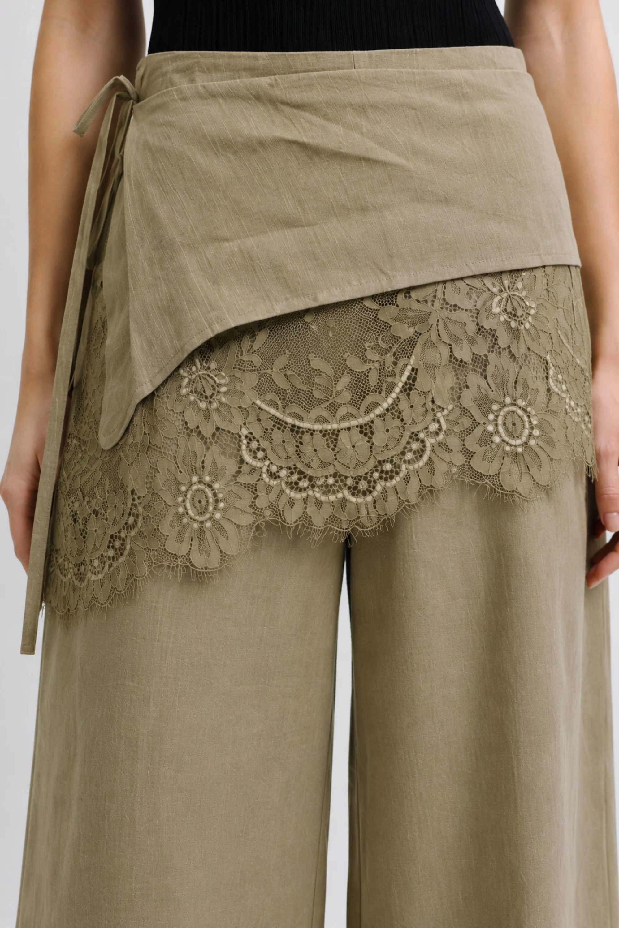 Sage Lace Overlay Pants